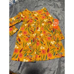 Beautiful Fall Yellow Floral and Fun Pink Unicorn Dress Set - New - Size 2T